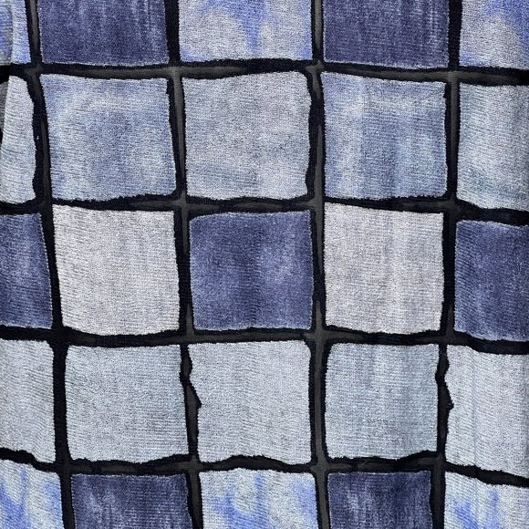 Devore top with multicolor blue squares - Picture 5 of 6